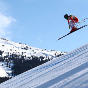 Malorie Blanc of Switzerland in action during the Women's Downhill race at the FIS Alpine Skiing World Championships in Saalbach Hinterglemm, Austria, 08 February 2025. EPA/ANNA SZILAGYI FIS Alpine Skiing World Championships in Saalbach - Day 5